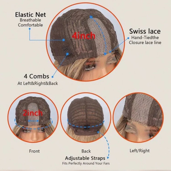 26 in lace front Closure 4x2 dark root blonde balayage Curly Wig - Picture 4 of 9